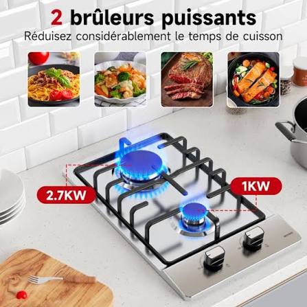 Plaque de cuisson à gaz 2 feux